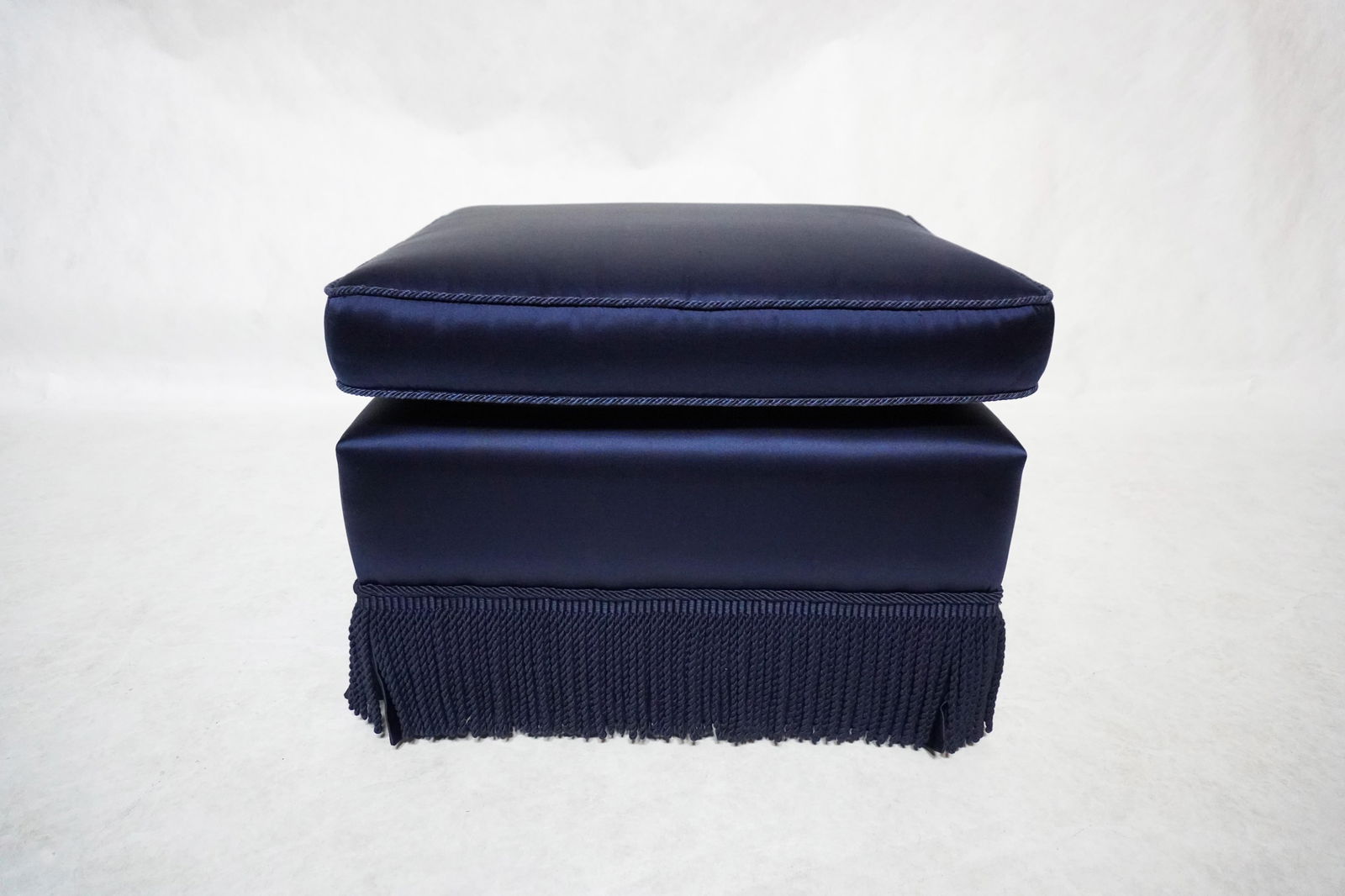 Late 20th Century Blue Ottoman With Fringed Skirt - 5
