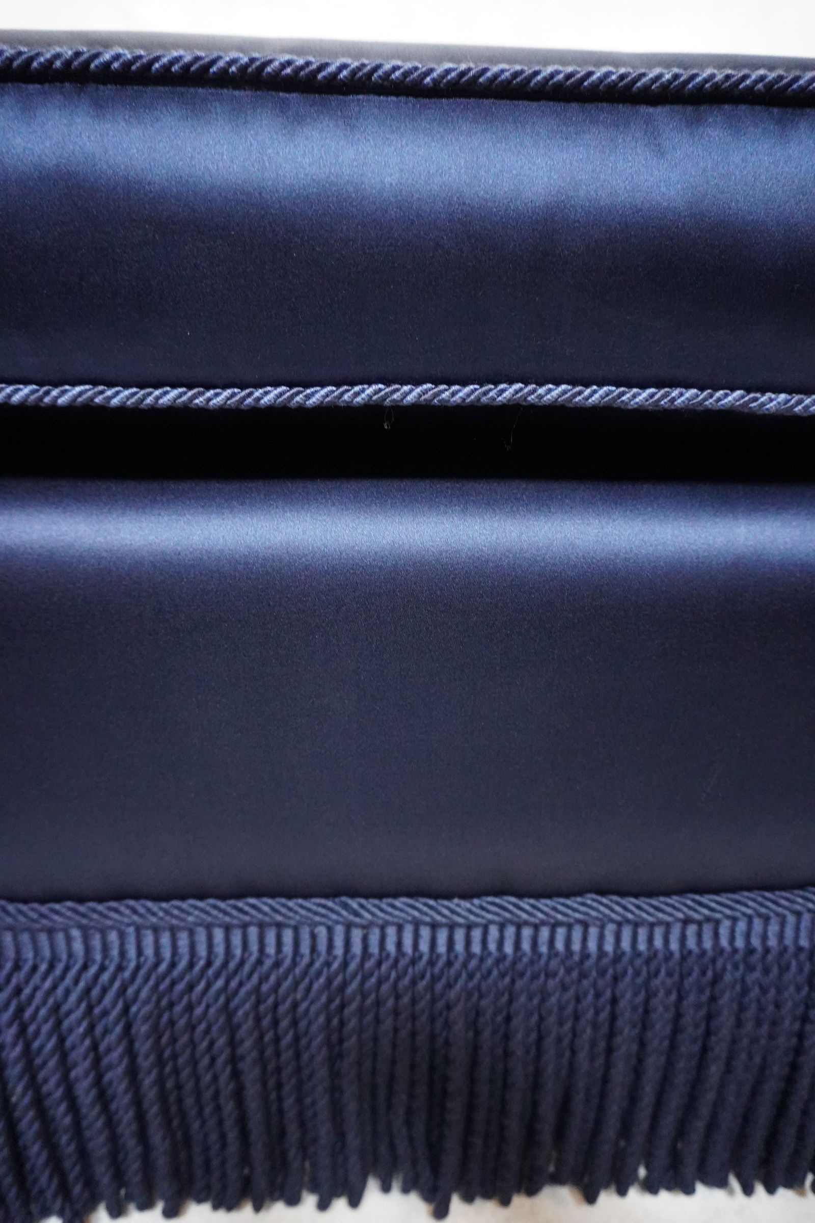 Late 20th Century Blue Ottoman With Fringed Skirt - 8