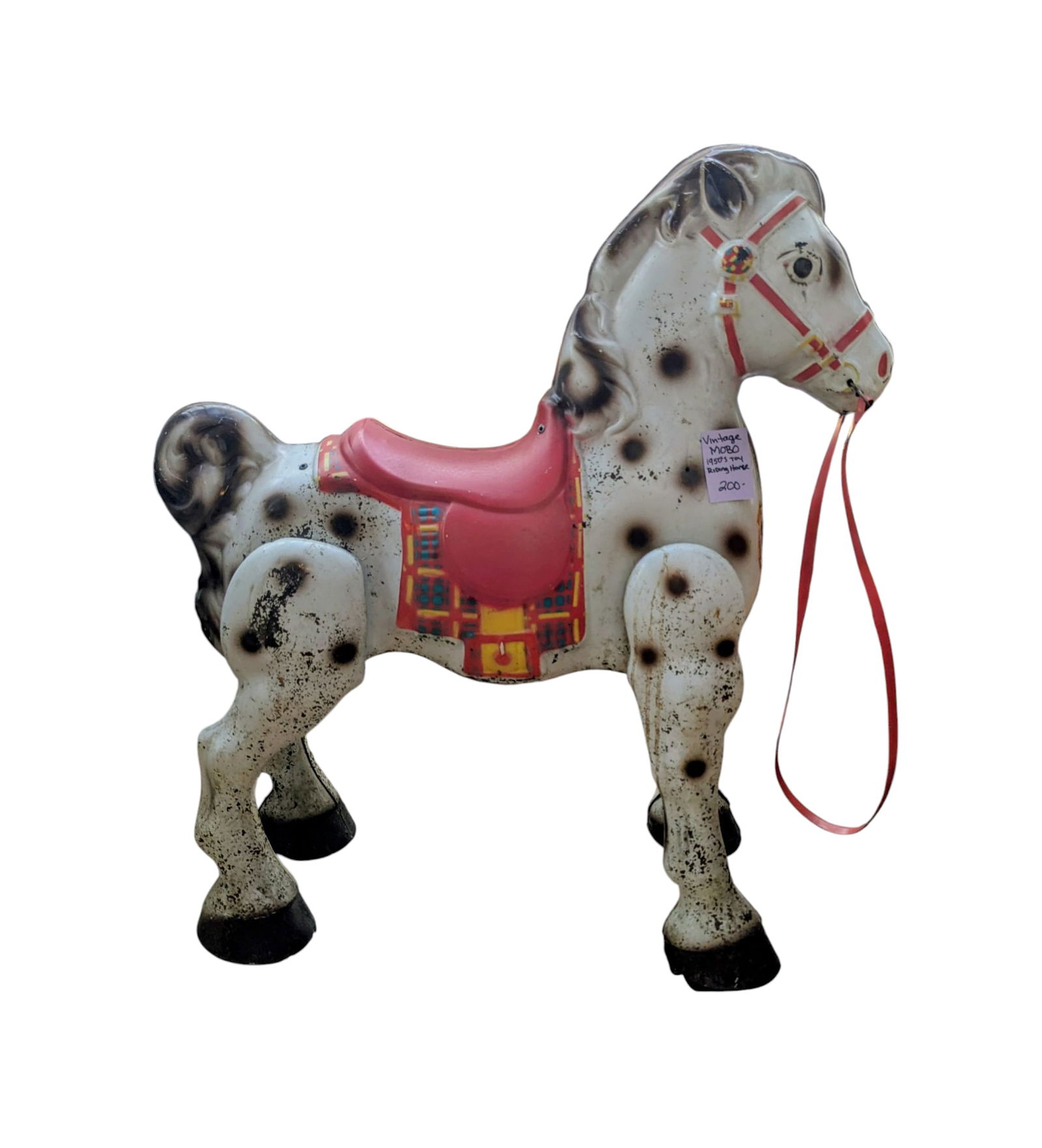 Rare Vintage 1940s Mobo Metal Bronco Toy Horse From England - 2