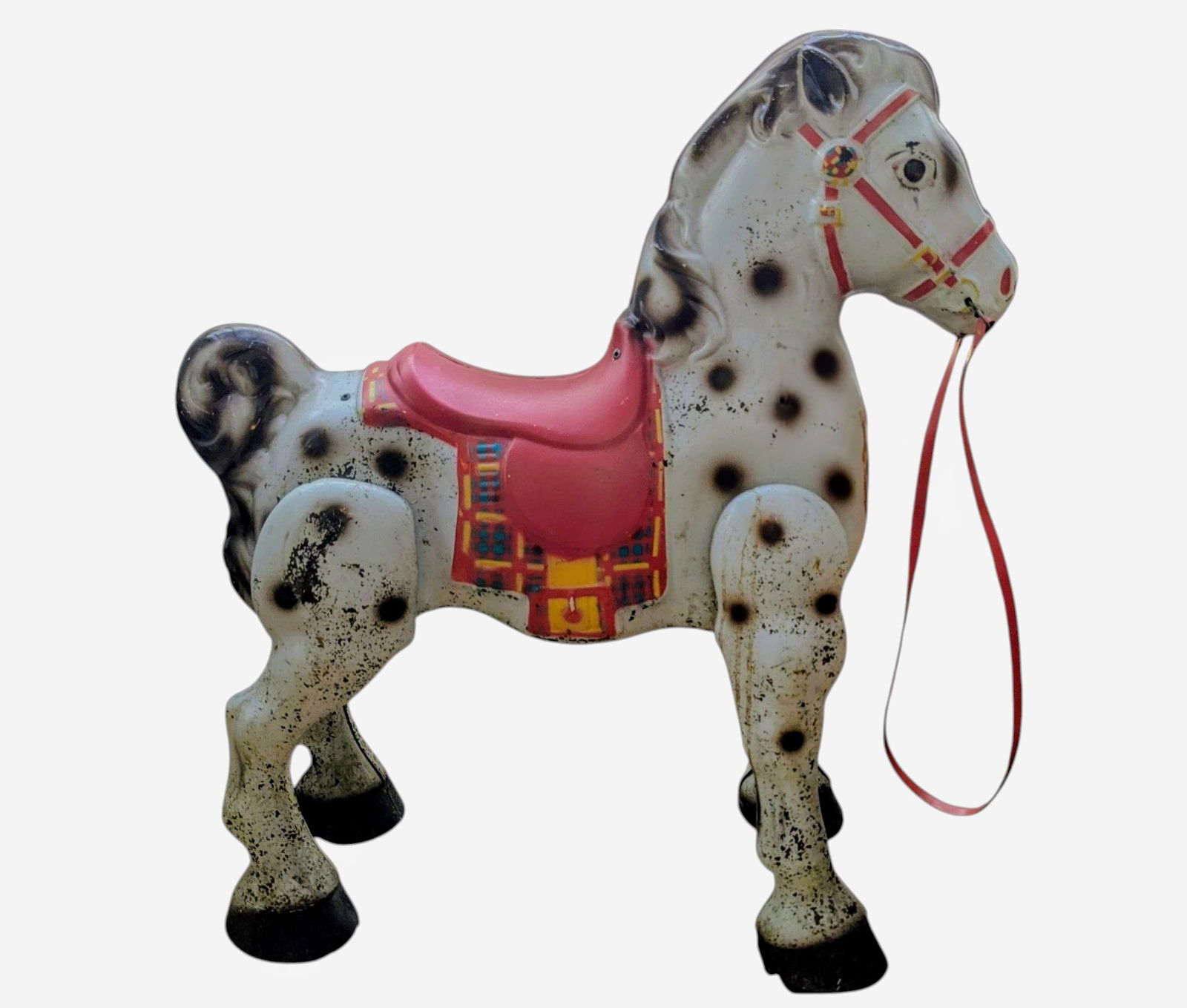 Rare Vintage 1940s Mobo Metal Bronco Toy Horse From England - 8