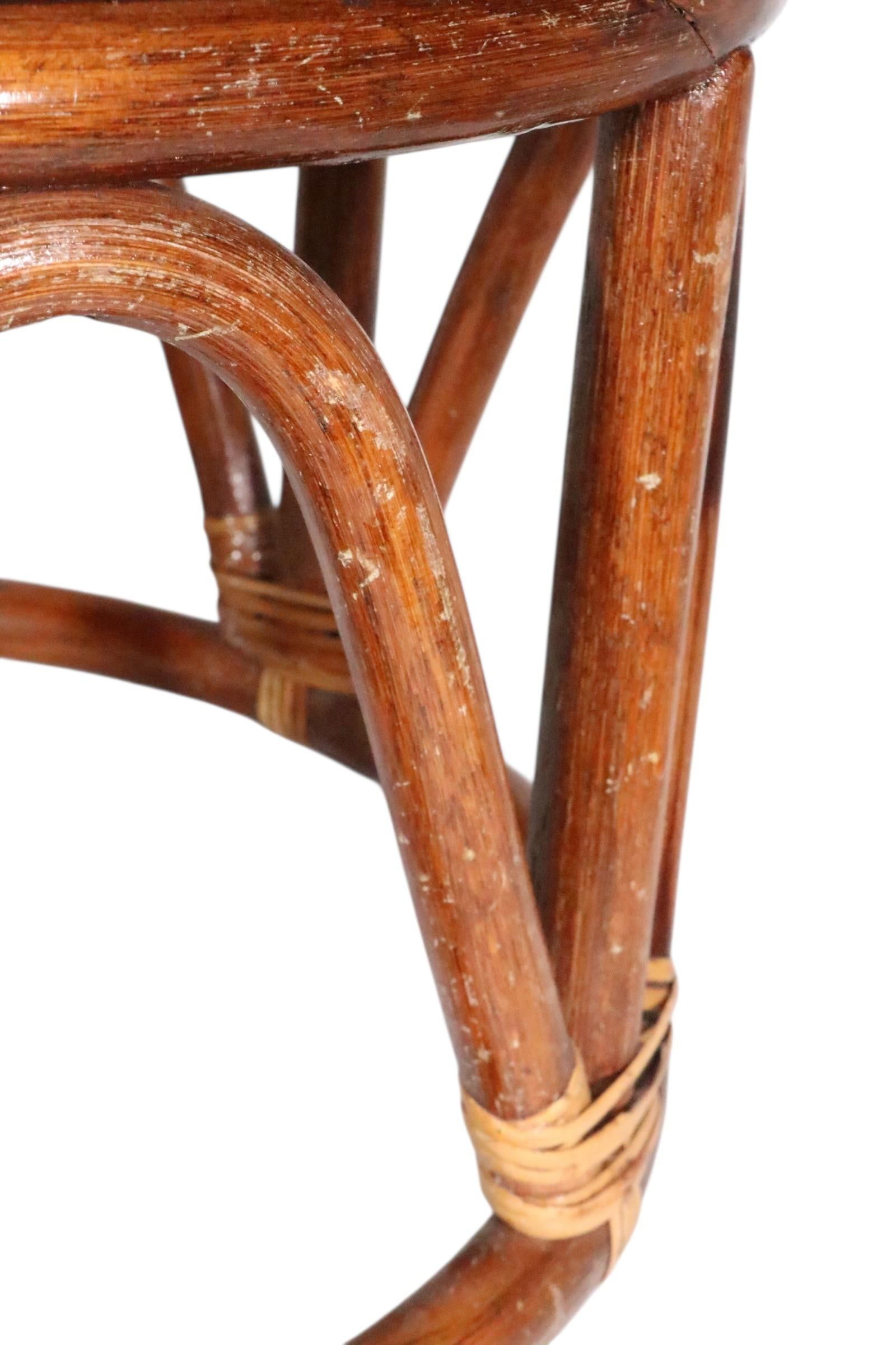 Mid Century Bamboo Stool Footrest Ottoman - 15