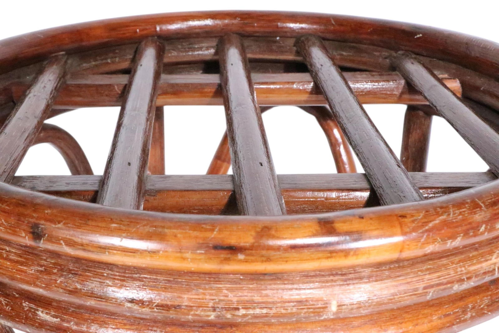 Mid Century Bamboo Stool Footrest Ottoman - 16