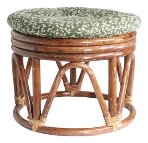 Mid Century Bamboo Stool Footrest Ottoman