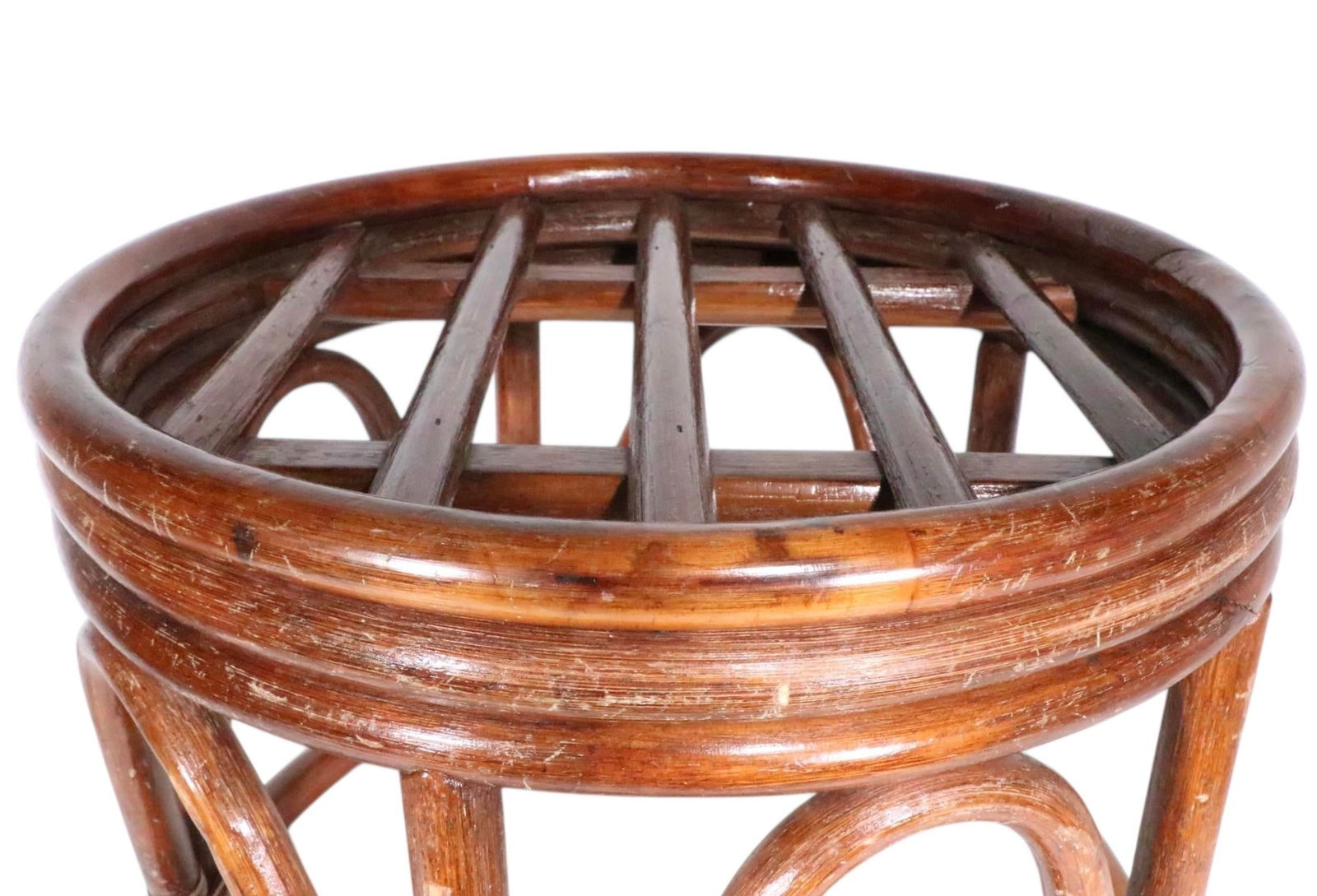 Mid Century Bamboo Stool Footrest Ottoman - 7