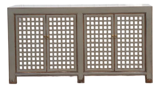 Stone Gray Painted Lattice Sideboard