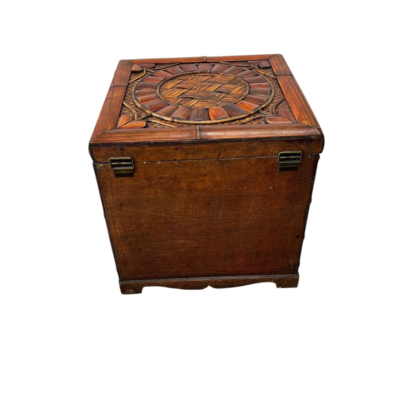 Late 20th Century Handcrafted Bamboo and Woven Rattan Storage Box, Side Table, Nightstand - 2