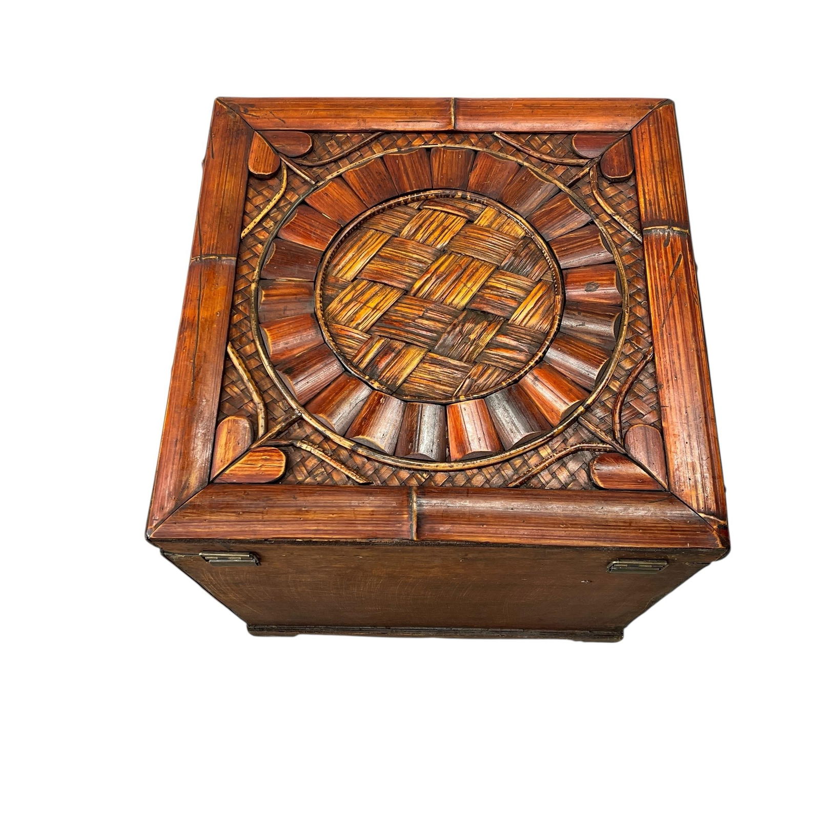 Late 20th Century Handcrafted Bamboo and Woven Rattan Storage Box, Side Table, Nightstand - 6