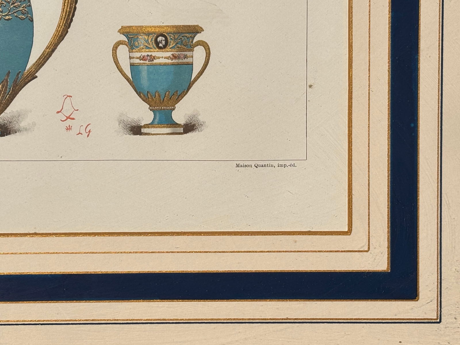 Original 19th C. French Print - Sevres Porcelains - Exceptional Color and Detail - 5