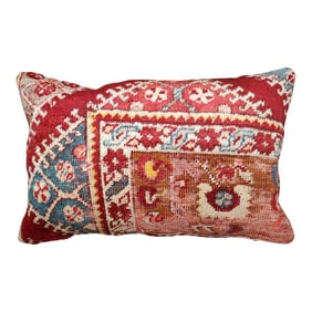 Zabihi Collection Cherry Red Turkish Rug Small Border Pillow