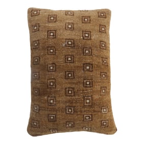 Vintage Zabihi Collection Large Brown Turkish Rug Pillow