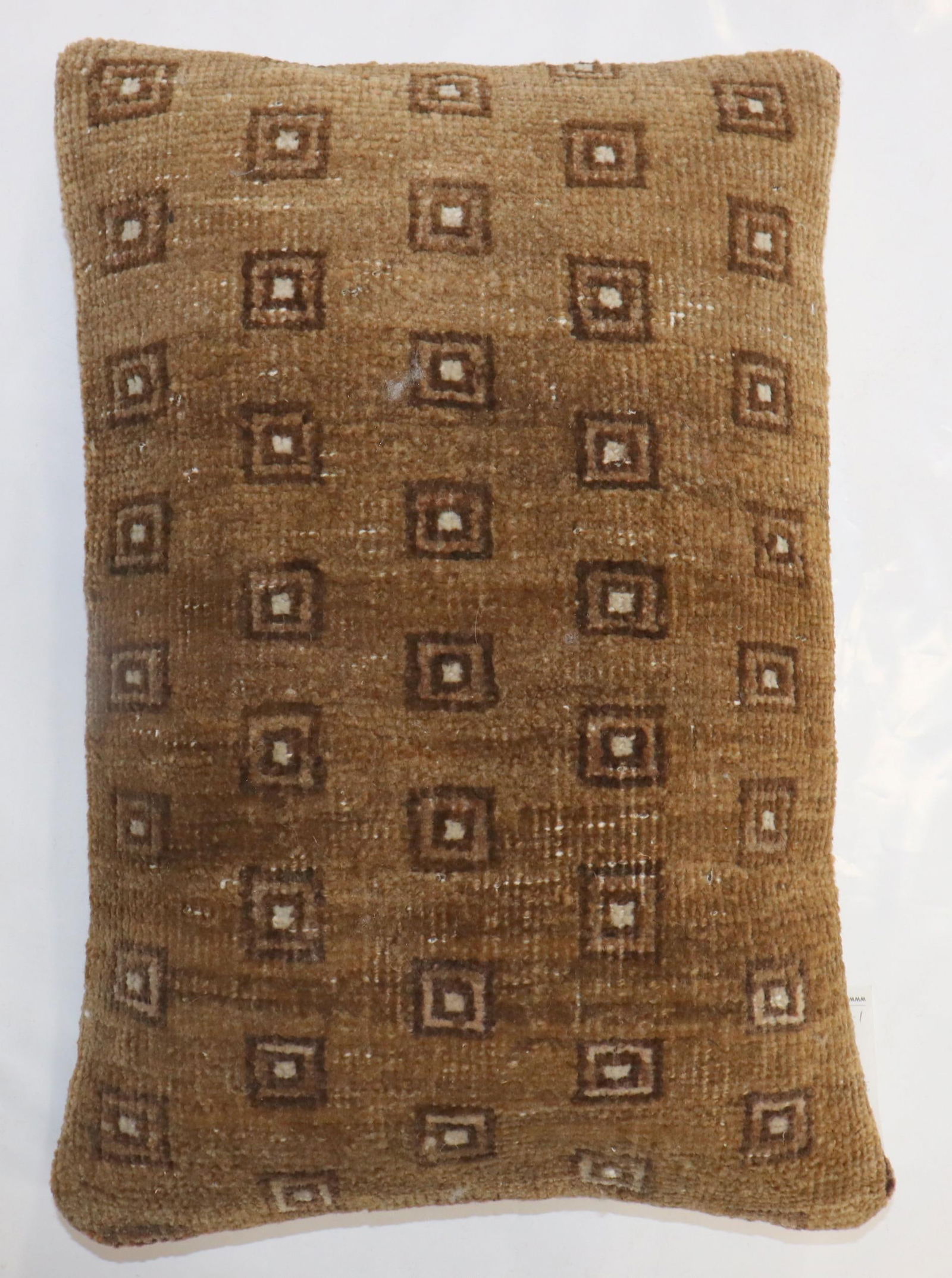 Vintage Zabihi Collection Large Brown Turkish Rug Pillow - 2
