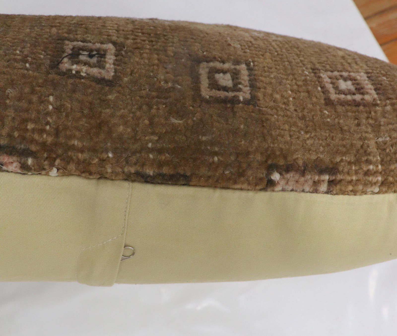 Vintage Zabihi Collection Large Brown Turkish Rug Pillow - 3