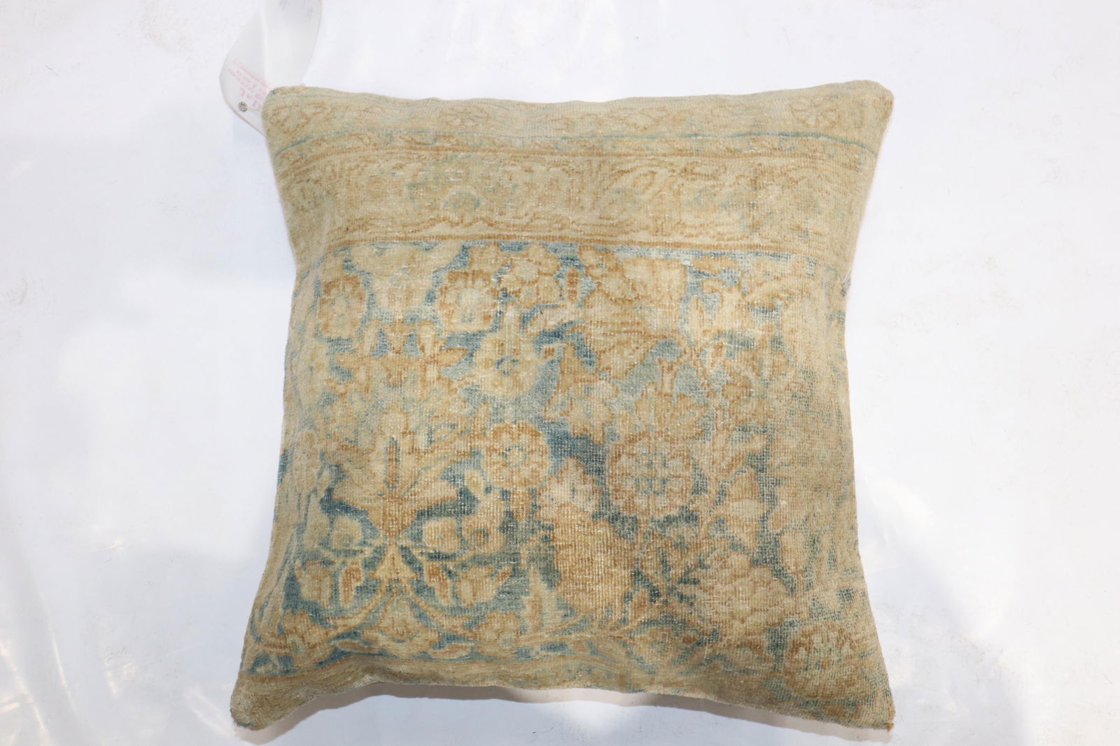 Antique Zabihi Collection Persian Kerman Square Rug Pillow - 3