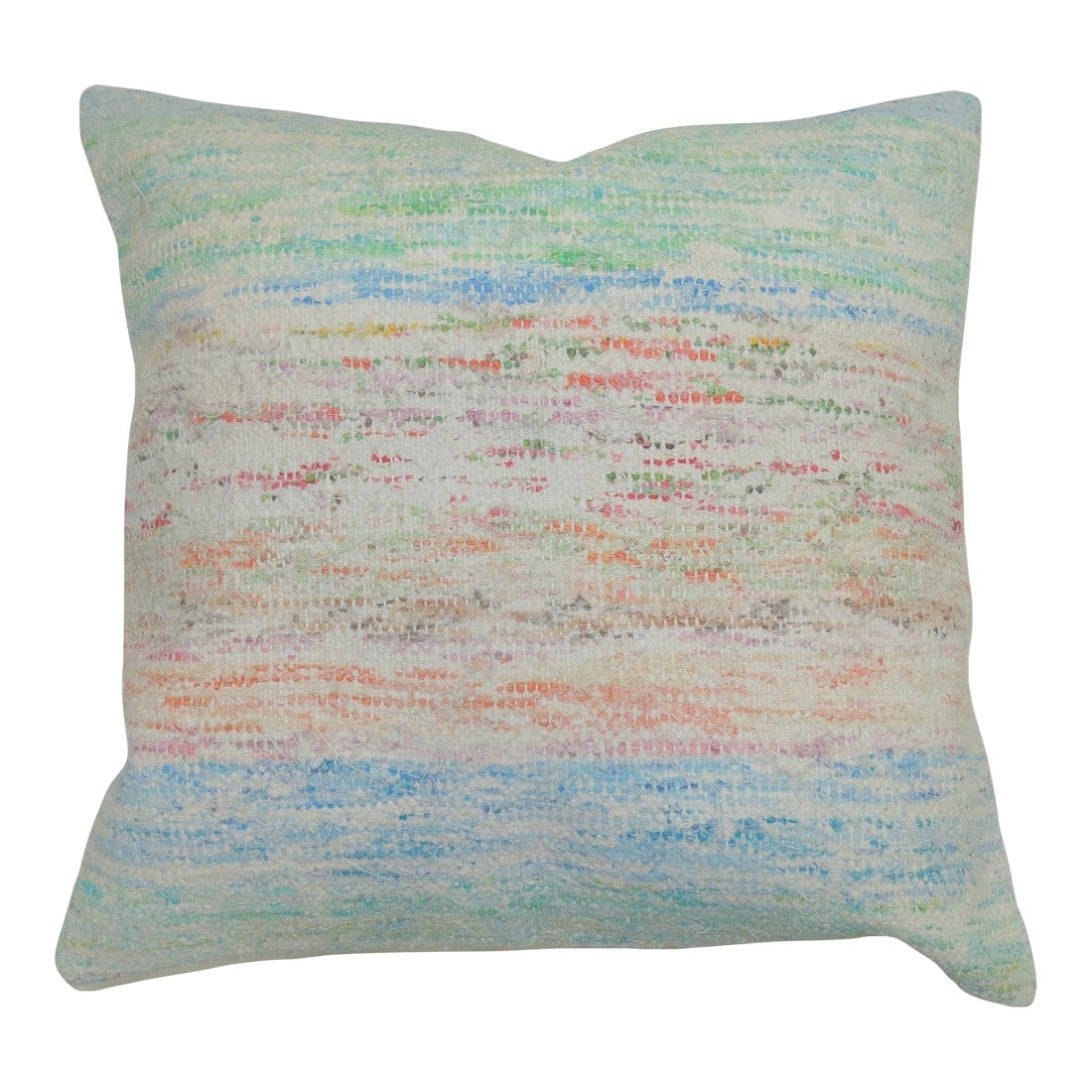 Zabihi Collection Rag Rug Turkish Pillow: Pillow made from a vintage Turkish rag rug 17'' x 17'' Condition: Alterations: Original Condition Unaltered Imperfections: Some Imperfections Condition Notes: Good Wear consistent with age and use. Di