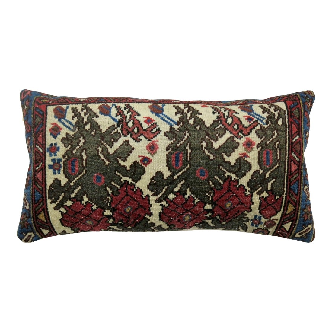 Antique Zabihi Collection Persian Floral Rug Bolster Pillow