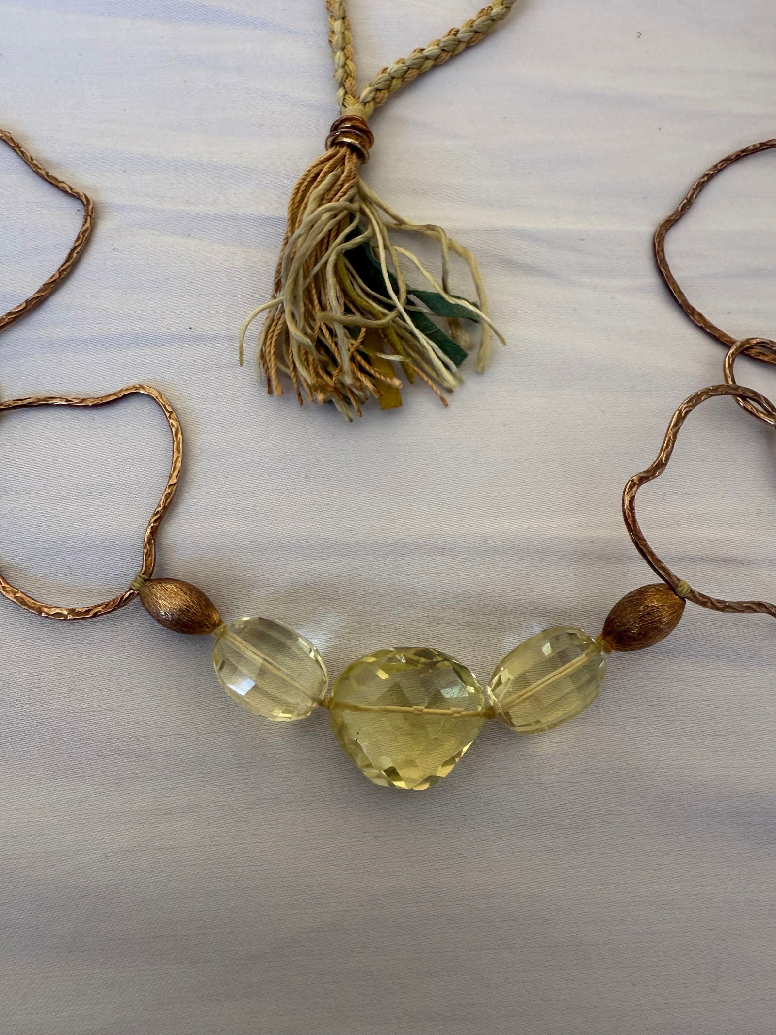 Lemon Quartz & Brass Pendant Necklace - 5