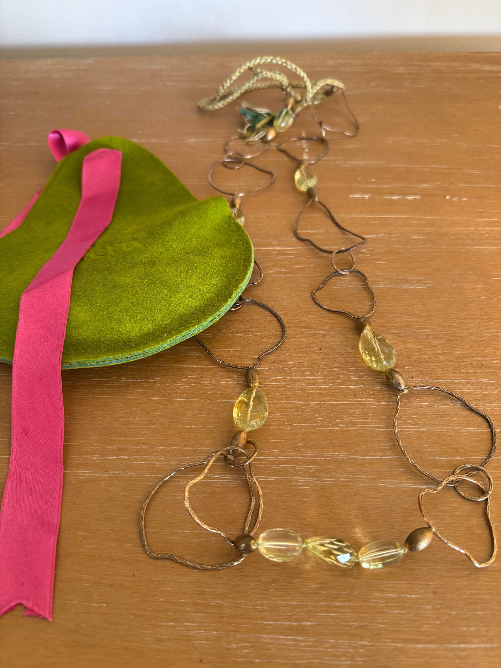 Lemon Quartz & Brass Pendant Necklace - 6