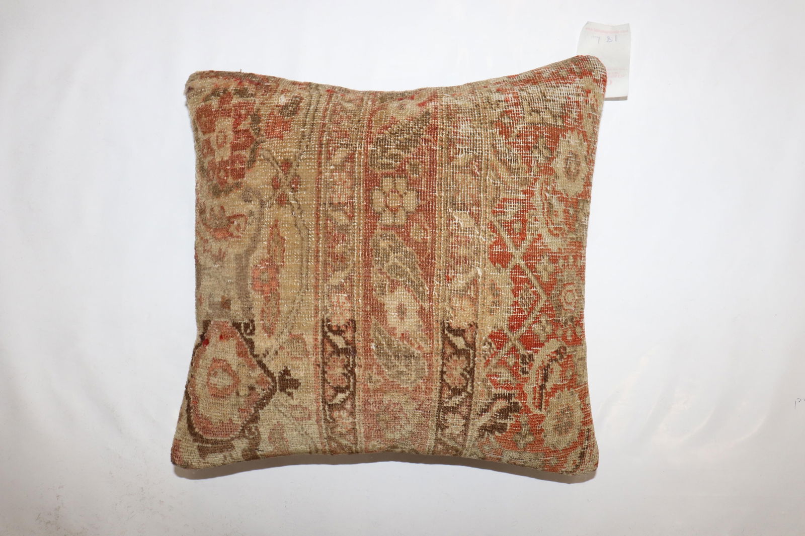 Antique Persian Square Tabriz Rug Pillow - 4