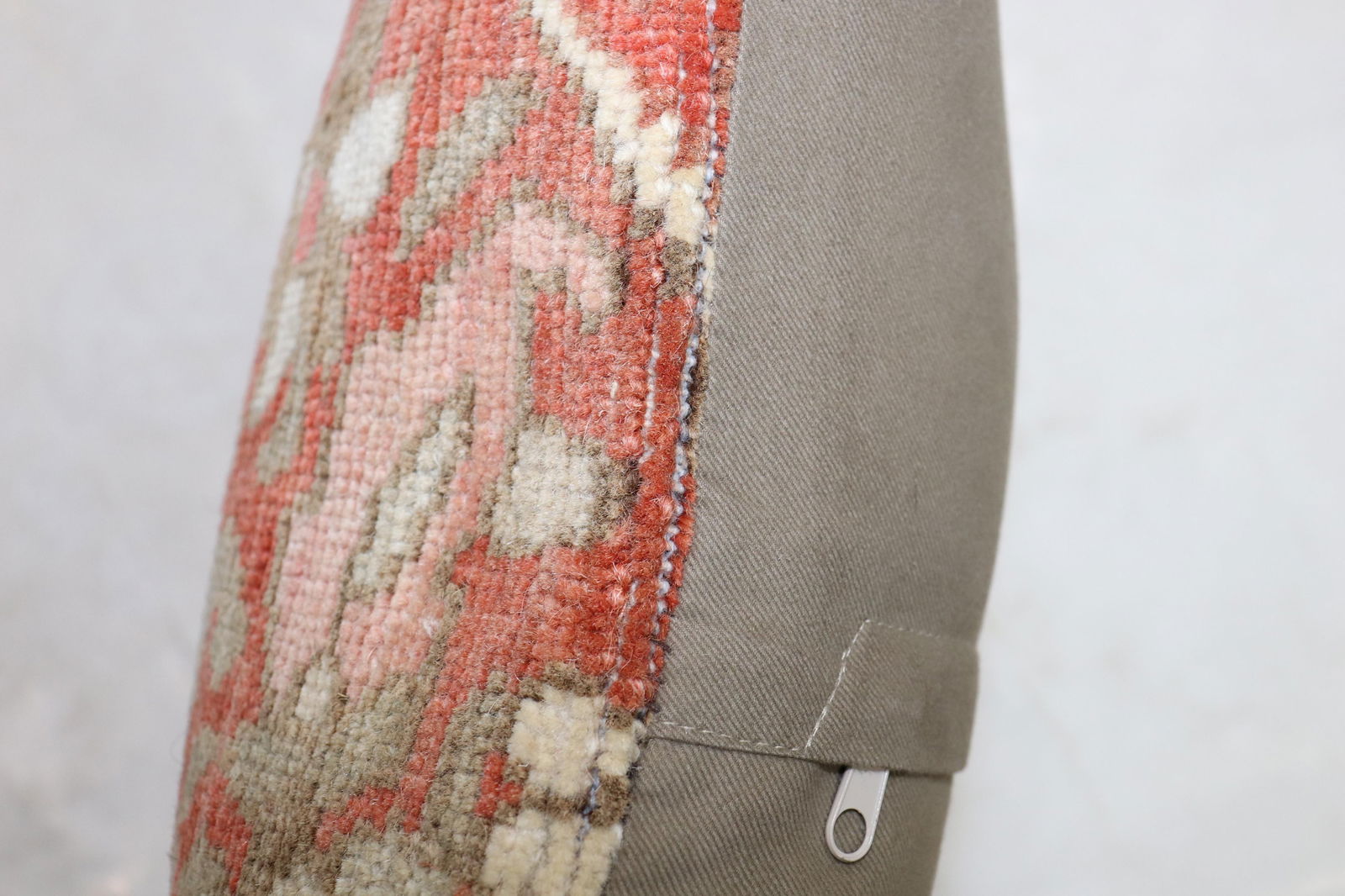 Zabihi Collection Antique Terracotta Persian Rug Pillow - 3