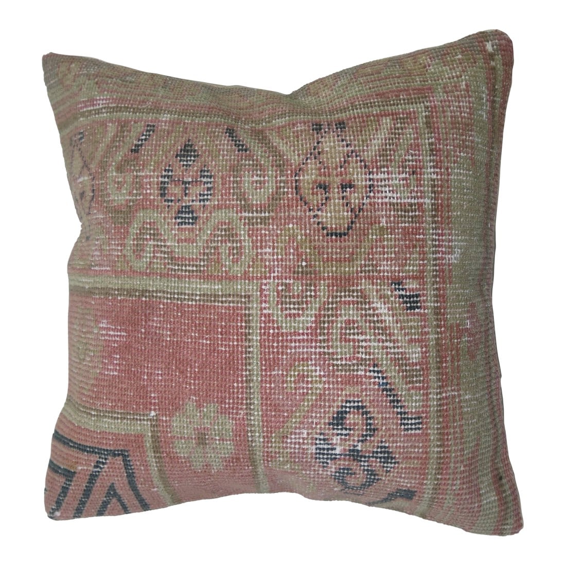 Pink Shabby Chic Khotan Rug Pillow: Pillow made from a 19th century antique Khotan rug with cotton back. Zipper closure included. 16'' x 16'' Condition: Alterations: Original Condition Unaltered Imperfections: Some Imperfections