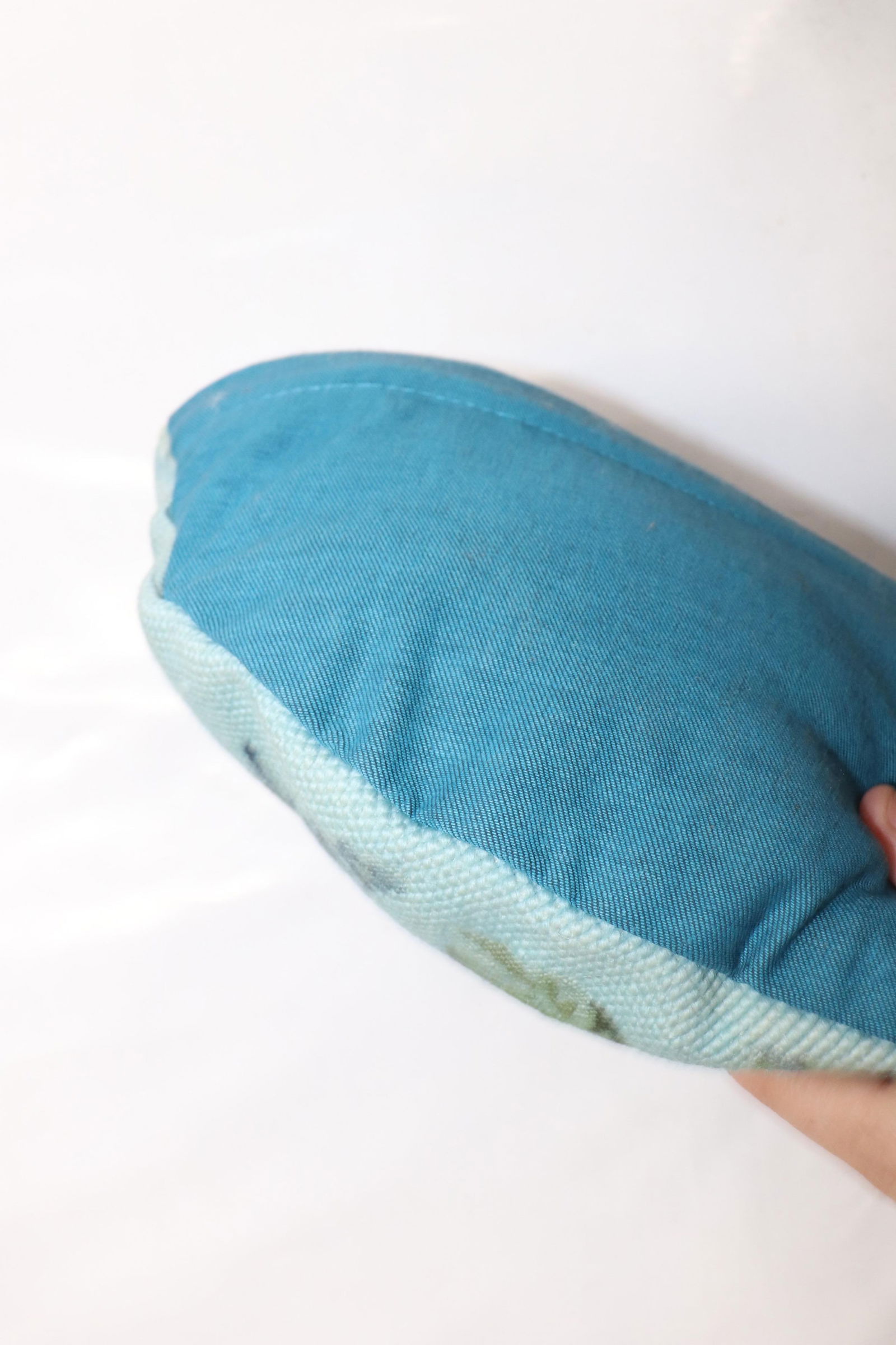 20th Century Floral Blue Over-Dyed Portuguese Needlepoint Pillow - 3