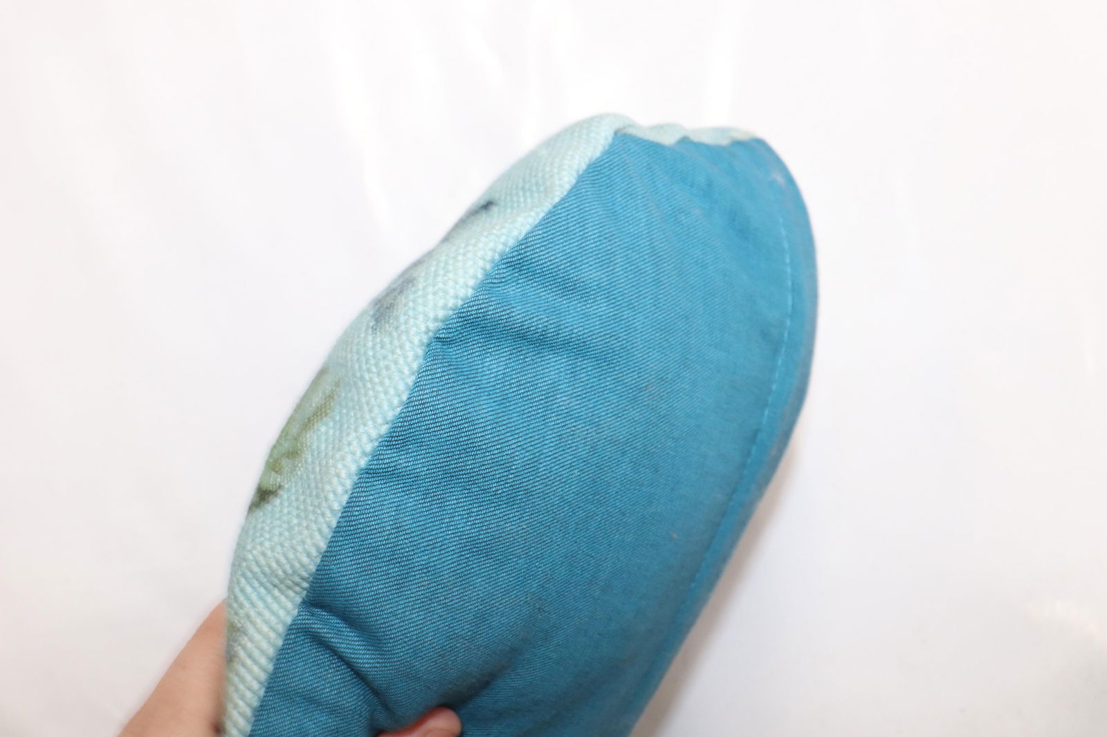 20th Century Floral Blue Over-Dyed Portuguese Needlepoint Pillow - 4