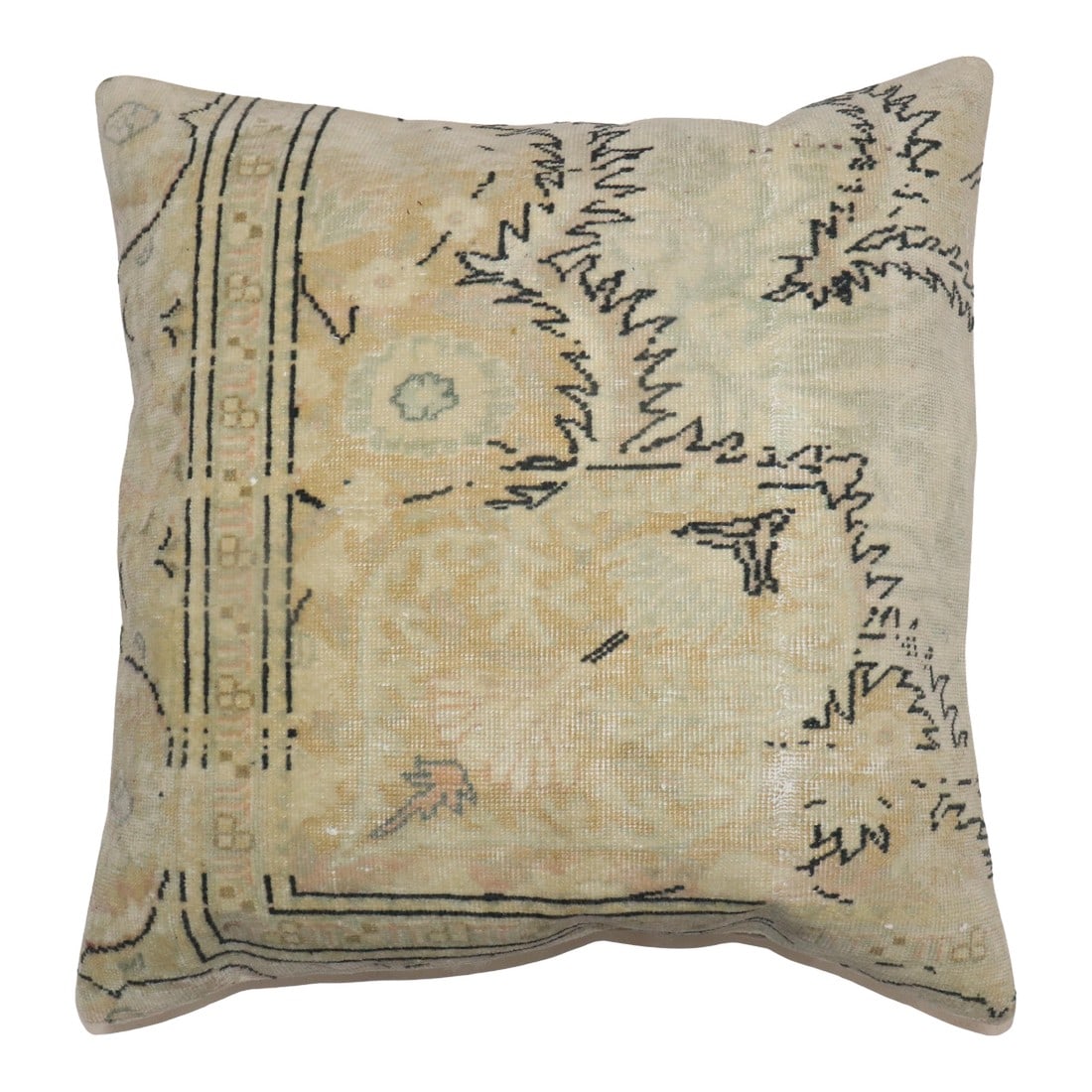 Turkish Sivas Rug Pillow: Pillow made from a mid-20th century Turkish Keysari rug in a bolster Size. zipper closure and polyfill insert provided Measures: 23'' x 23''. Condition: Alterations: Original Condition Unaltered