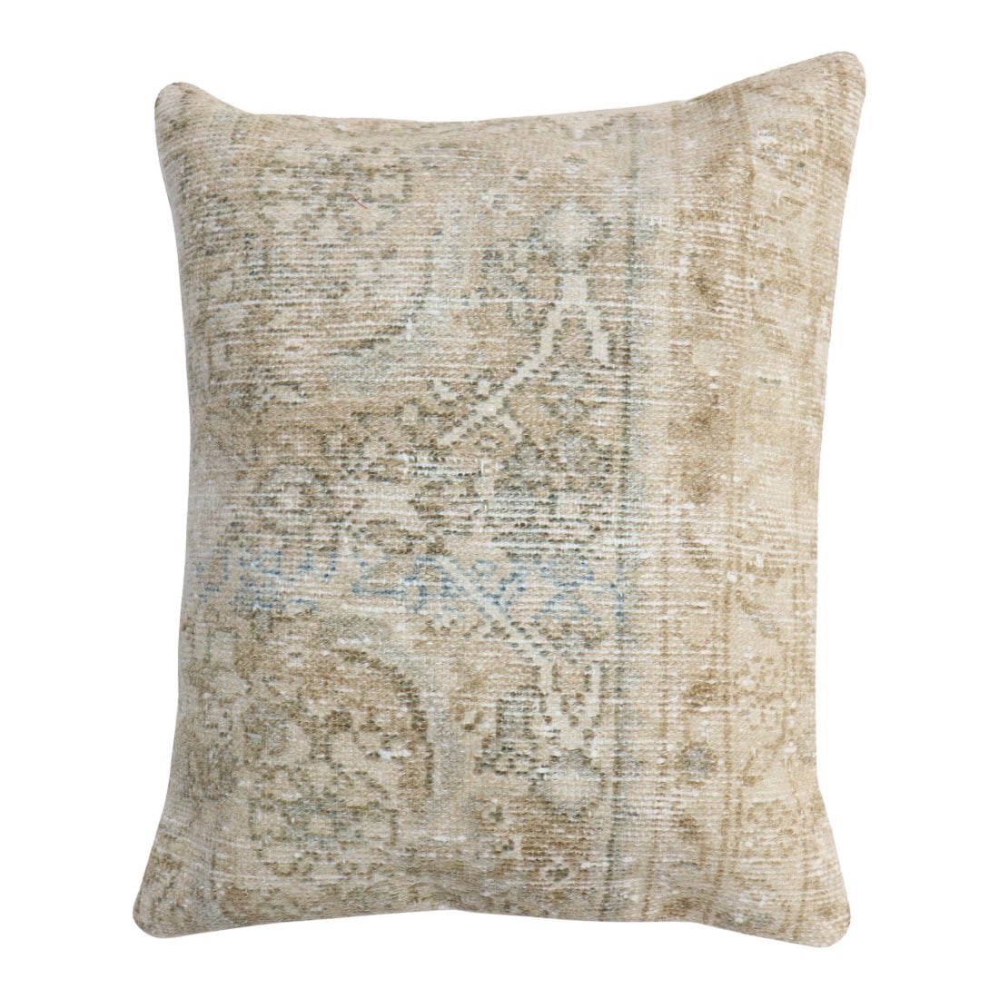 Antique Persian Malayer Rug Pillow: Pillow made from an early 20th-century antique Persian Malayer rug with cotton back. Zipper closure. Measures: 16'' x 19''. Condition: Alterations: Original Condition Unaltered Imperfections: Some Imp