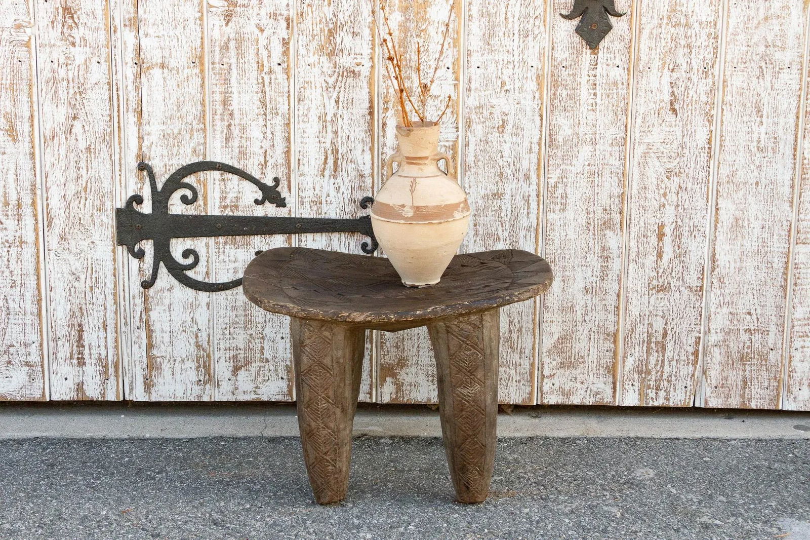 African Geometric Motif Senufo Side Table - 9