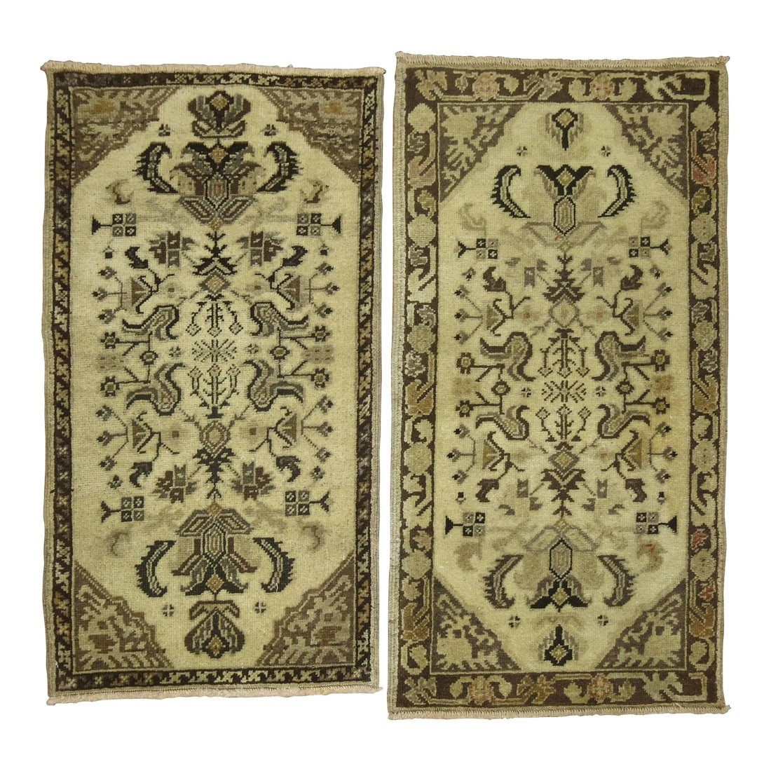 Mid 20th Century Turkish Oushak Anatolian Rug Mats - A Pair (1 of 8)