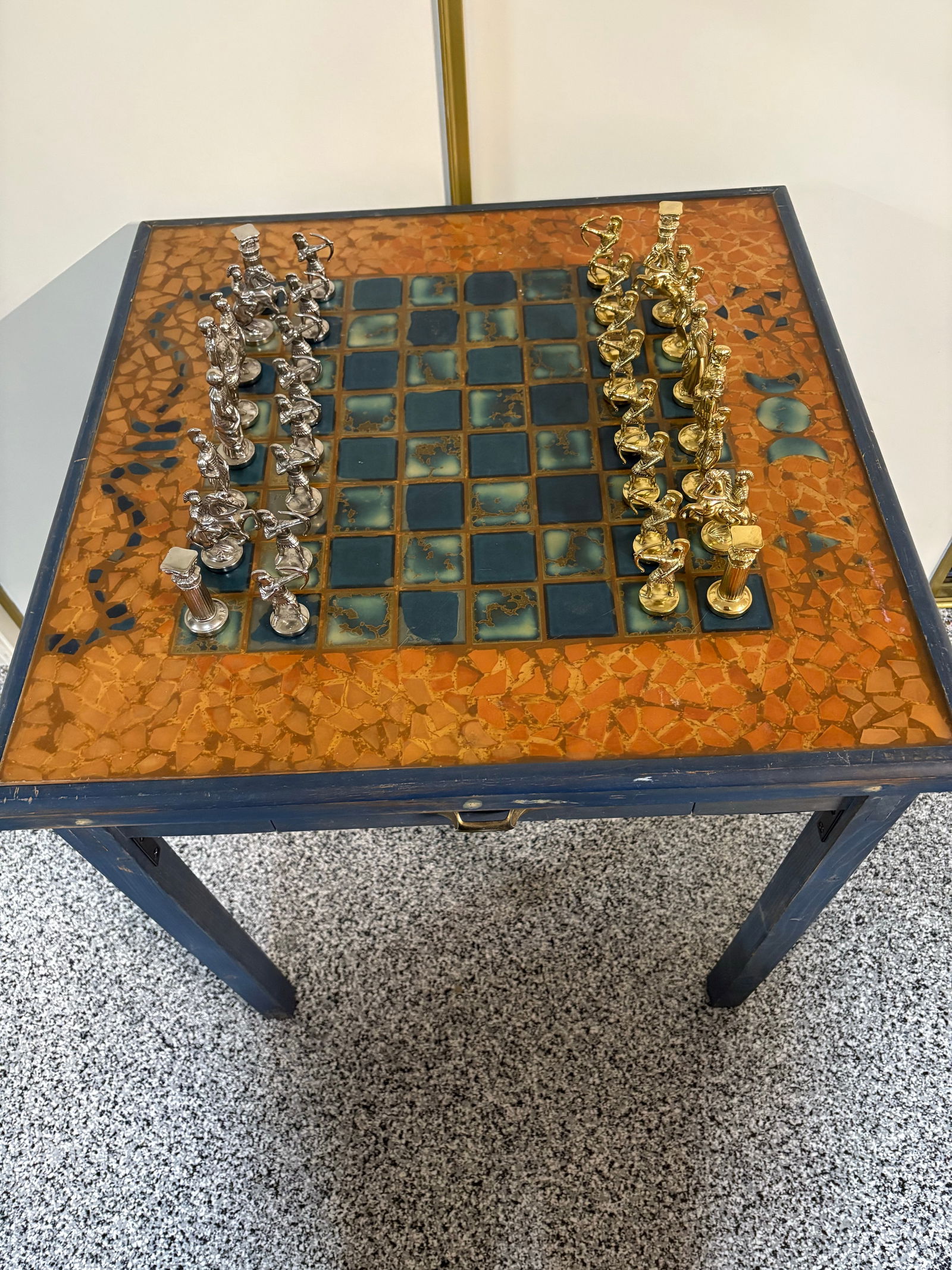 Vintage Game Chess Table With Drawers - 3