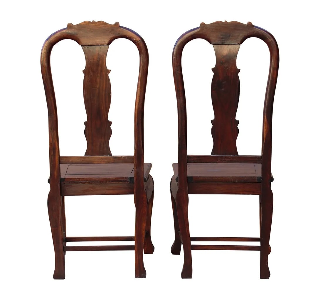 Chinese Old Shanghai Design Solid Red Wood SuanZhiMu Rosewood Chairs - a Pair - 4