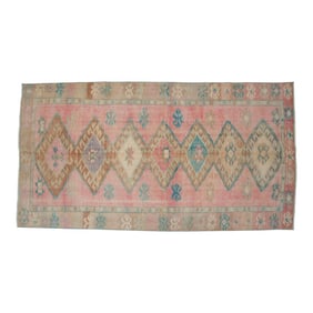 1960s Vintage Muted Color Turkish Area Rug