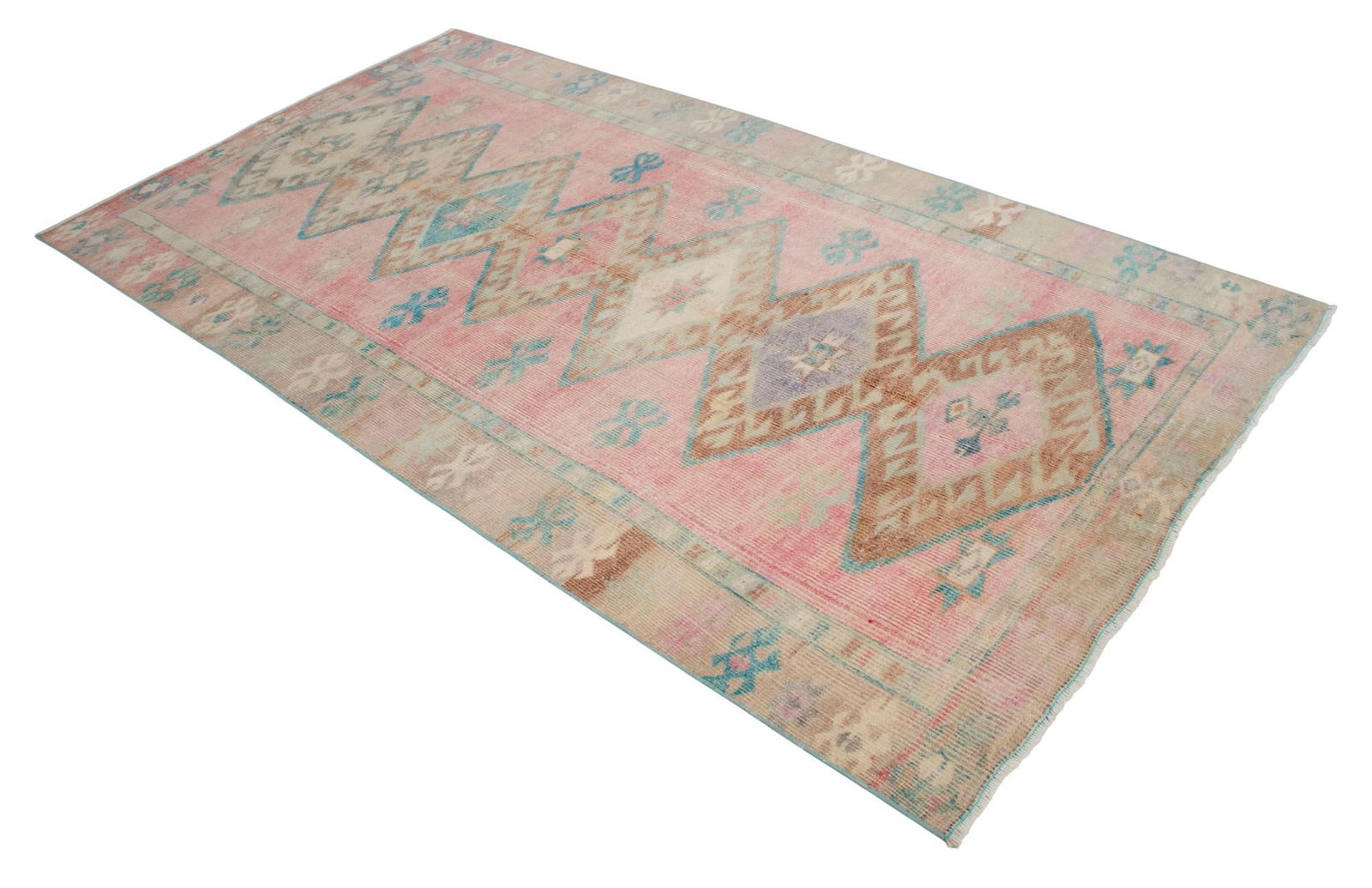 1960s Vintage Muted Color Turkish Area Rug - 4