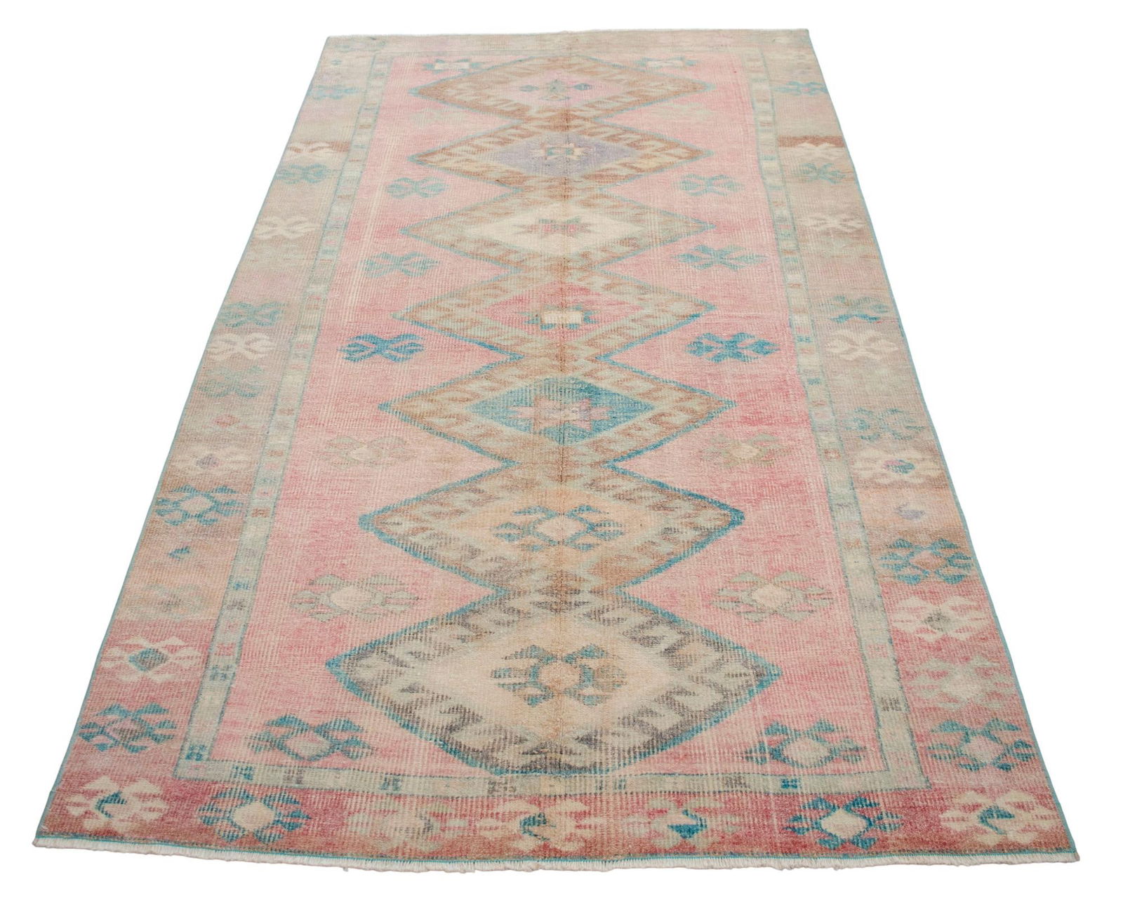 1960s Vintage Muted Color Turkish Area Rug - 5