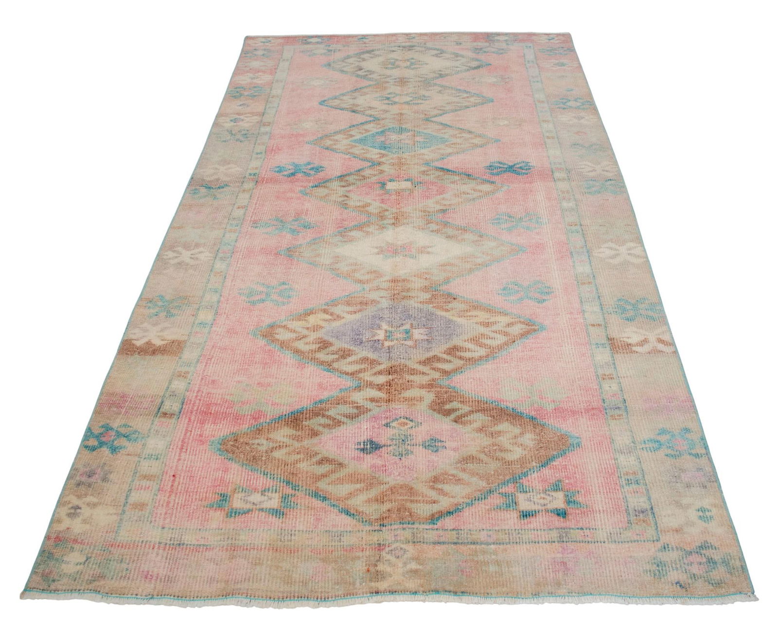 1960s Vintage Muted Color Turkish Area Rug - 7