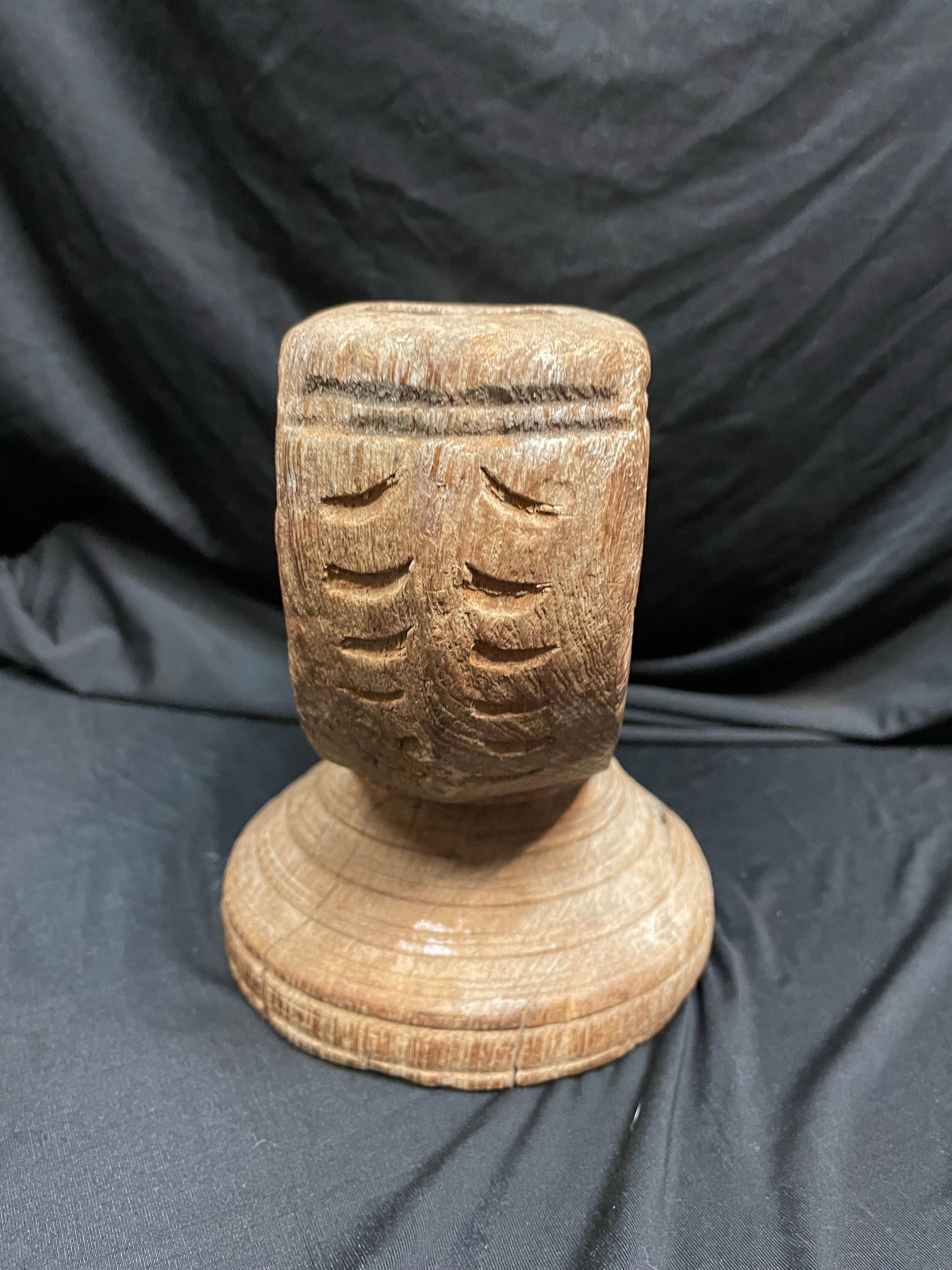 Antique Wooden Candleholder/Seeder - Hand Carved in India - 7