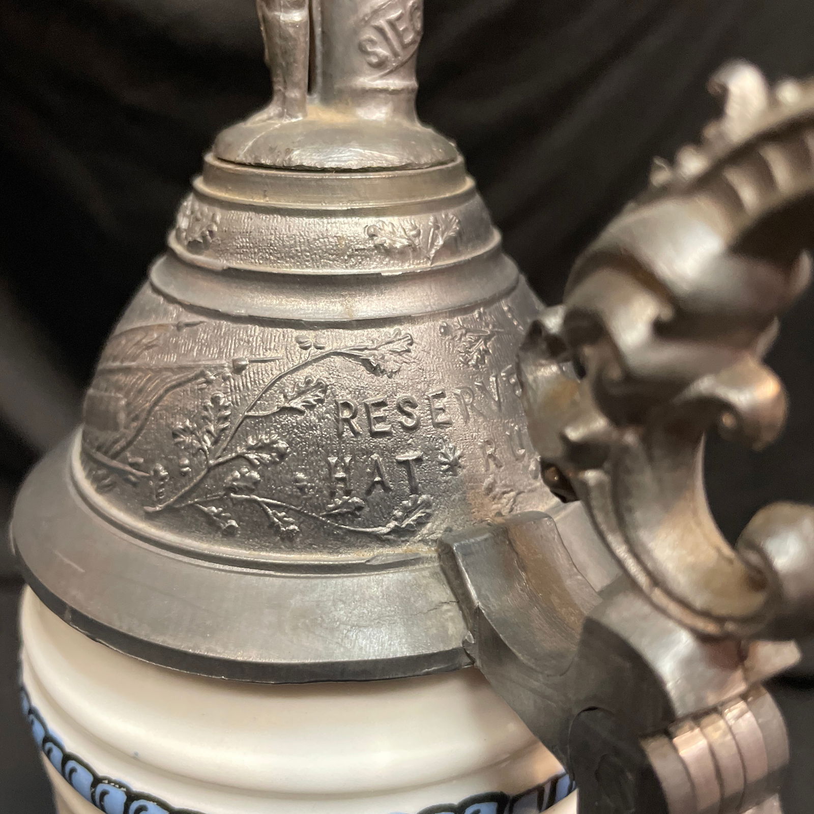 Vintage Naval Commemorative Beer Stein With Elaborate Pewter Lid. - 5