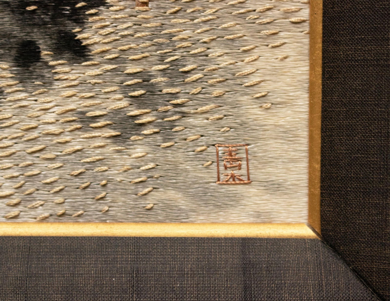 C. 1940s Showa Era Japanese Embroidery Framed Art, a Pair - 11