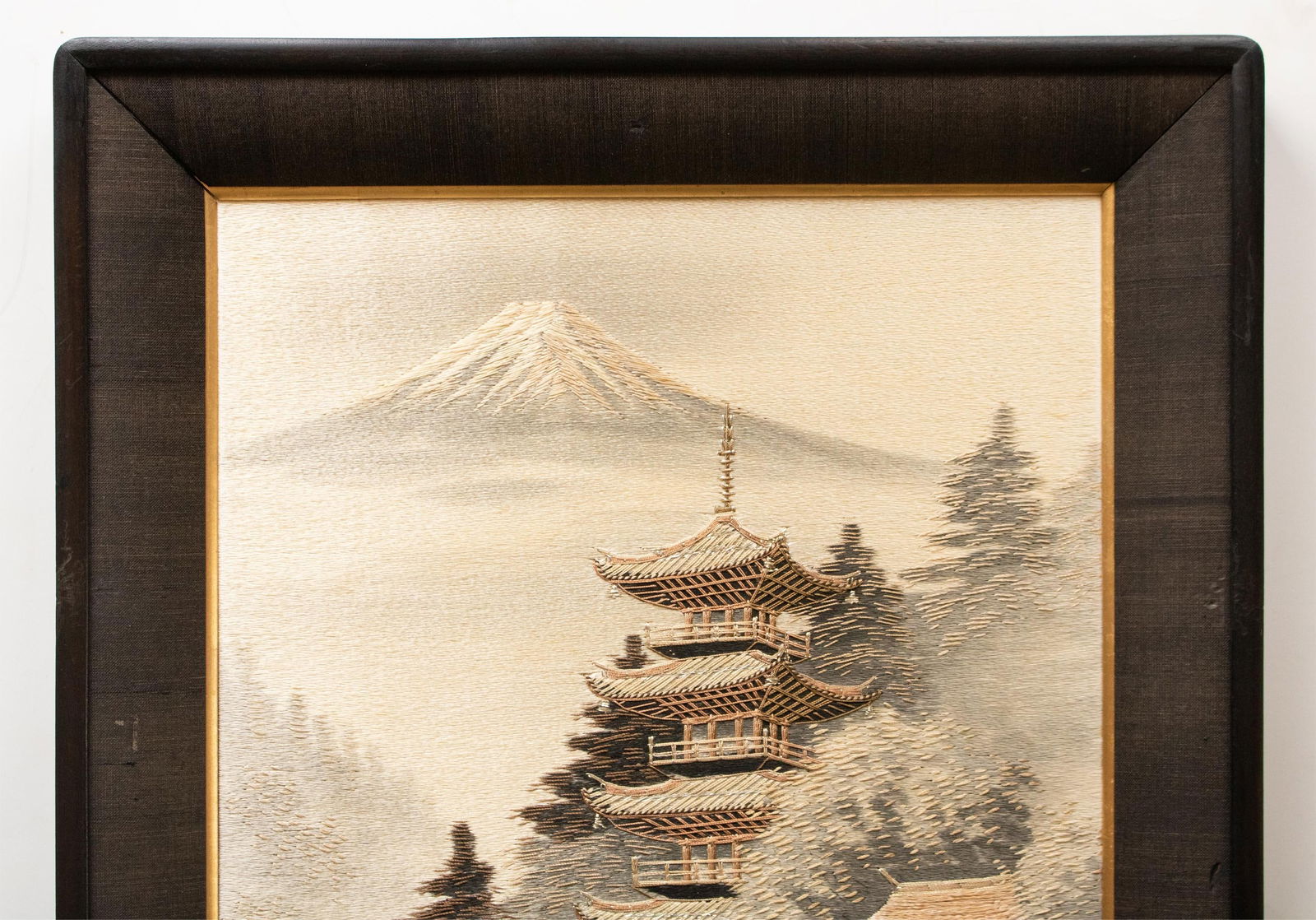 C. 1940s Showa Era Japanese Embroidery Framed Art, a Pair - 3