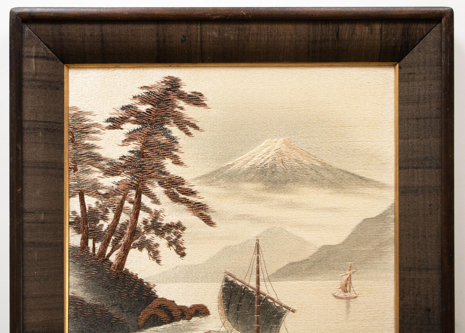 C. 1940s Showa Era Japanese Embroidery Framed Art, a Pair - 6