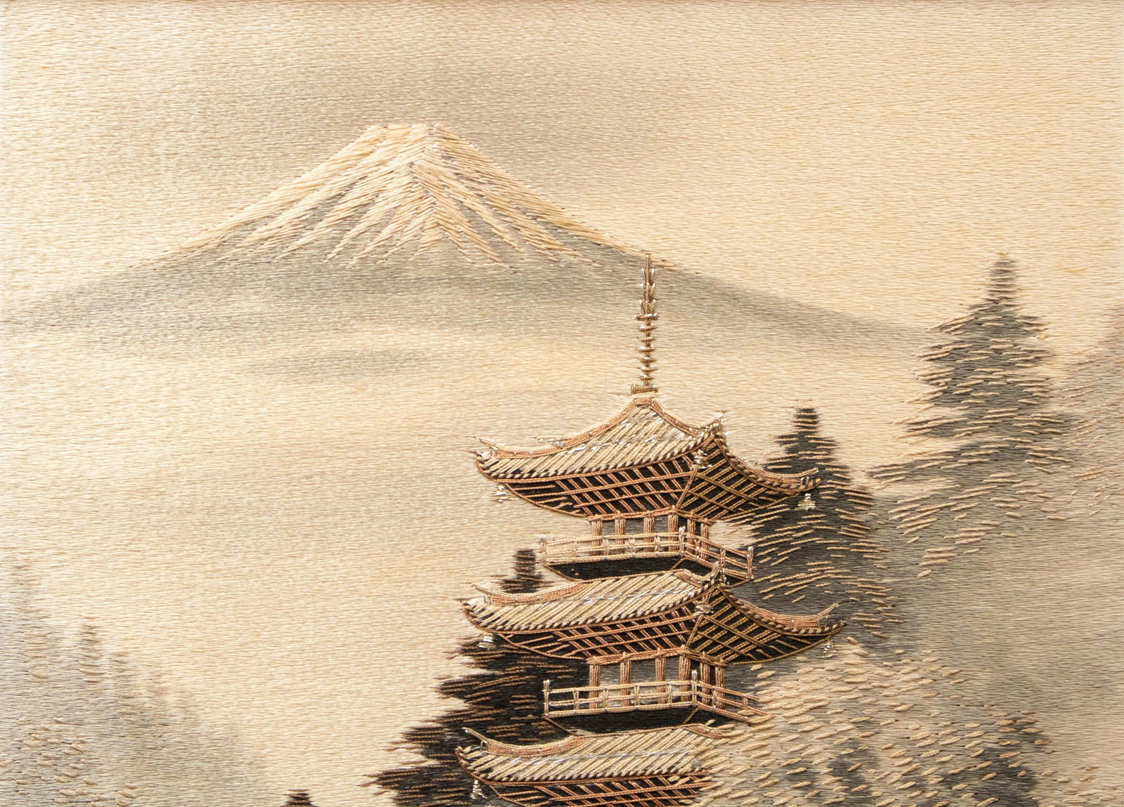 C. 1940s Showa Era Japanese Embroidery Framed Art, a Pair - 8