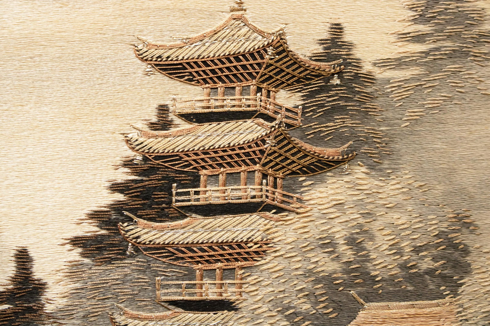 C. 1940s Showa Era Japanese Embroidery Framed Art, a Pair - 9