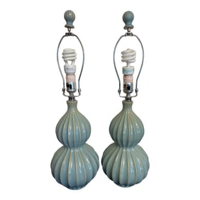 Mid Century Modern Ceramic Lamps, a Pair