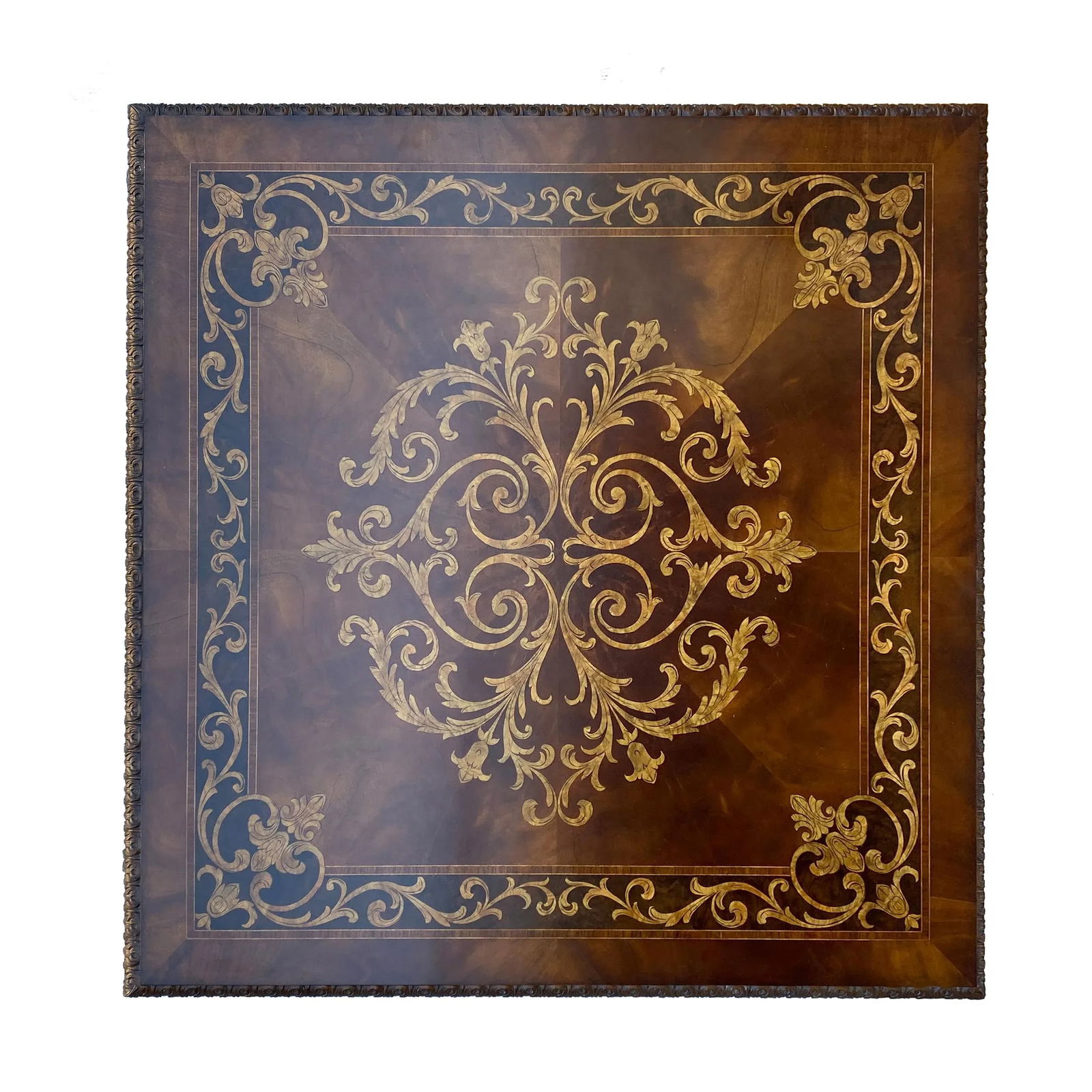 Square Western Claw Legs Veneer Pattern Coffee Table - 7