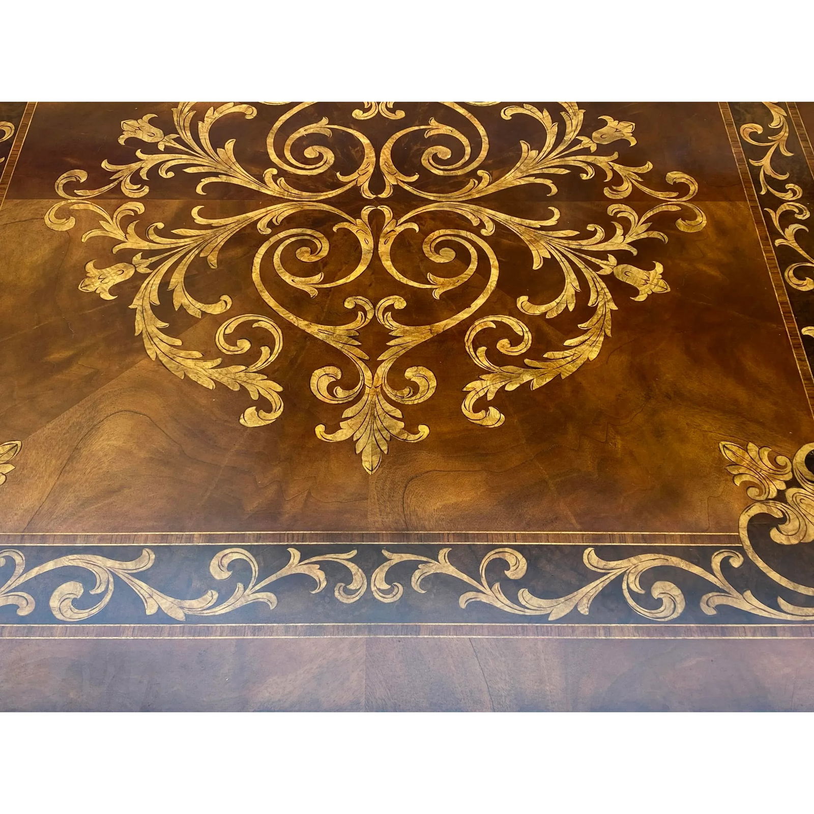 Square Western Claw Legs Veneer Pattern Coffee Table - 8