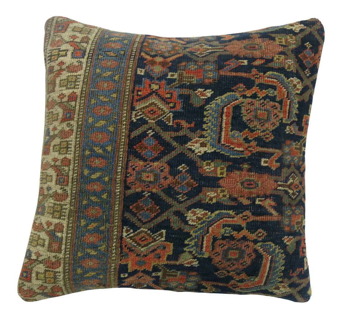 Traditional Rustic Rug Pillow: One of a kind Pillow made from a persian bidjar rug with cotton back. Zipper closure and foam insert provided. 20'' x 20'' Condition: Alterations: Unknown Imperfections: Some Imperfections Condition N