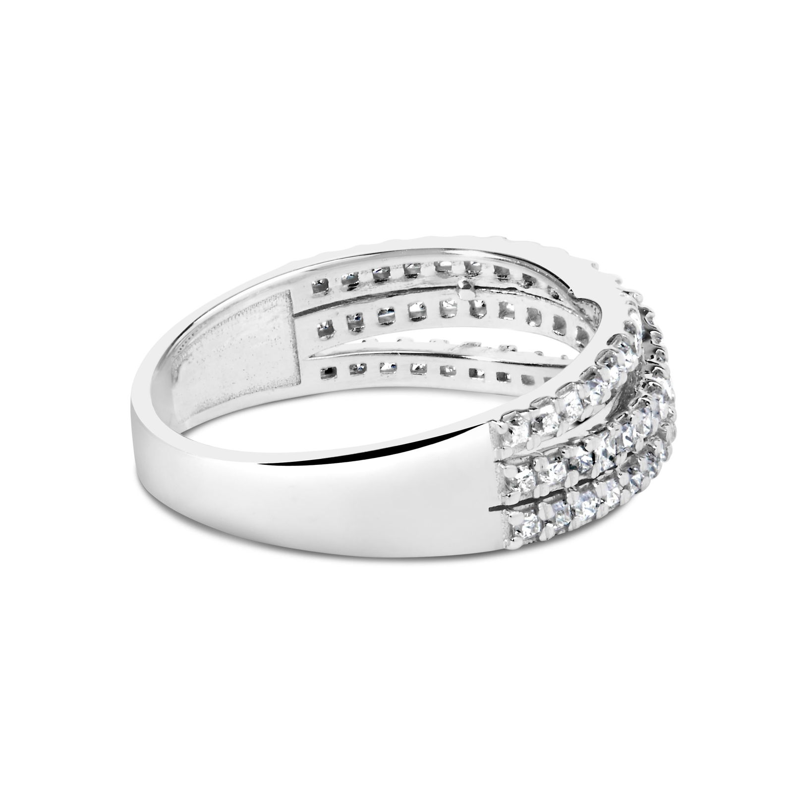 10K White Gold 3/4 Cttw Princess Natural Diamond Split Shank and Weave Band Ring (H-I Color, SI1-SI2 - 2