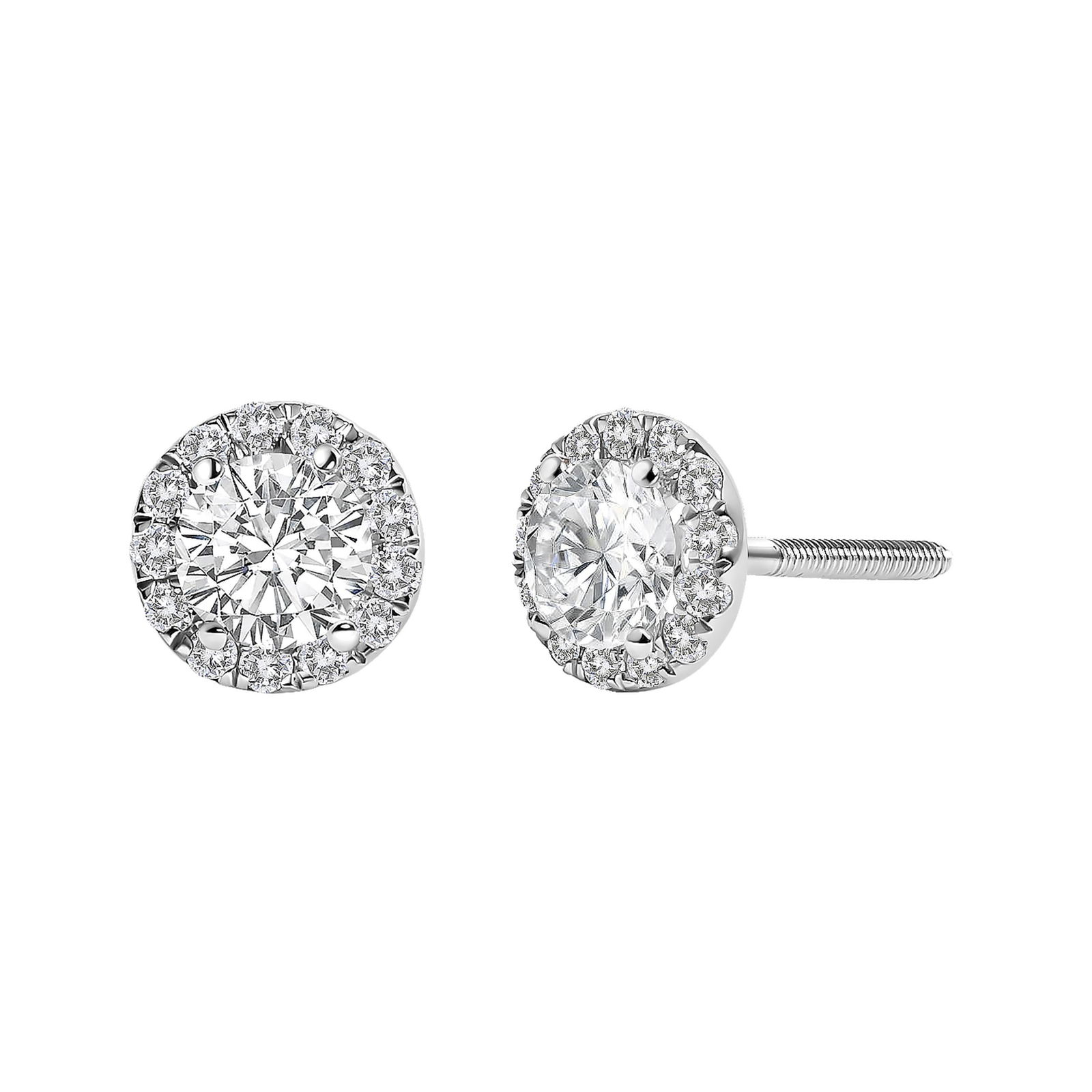 14K White Gold 1.0 Cttw Lab-Grown Diamond Halo Stud Earrings, A Pair - 3
