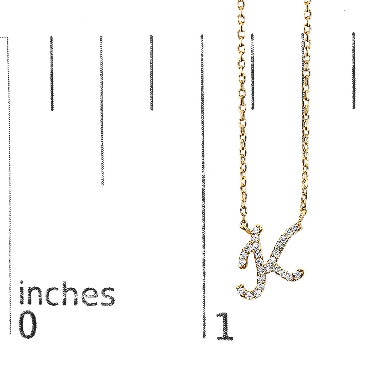 10K Yellow Gold Diamond Accent "K" Initial Script Style Pendant Necklace - 5